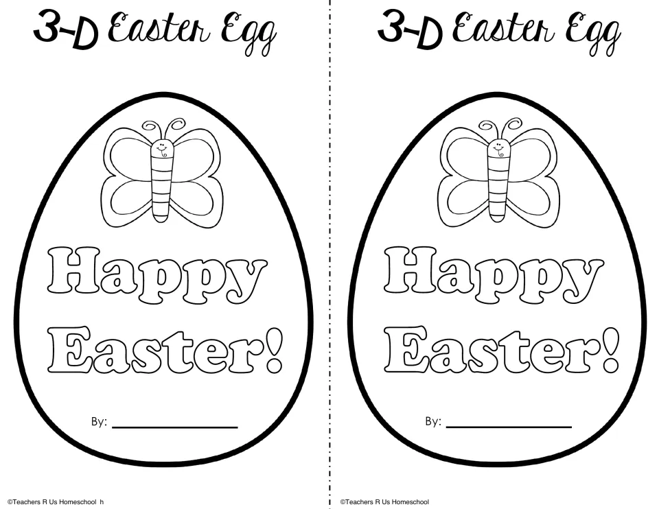 Egg craft cover option shows a butterfly to color above “Happy Easter!” and a student byline, printed twice.