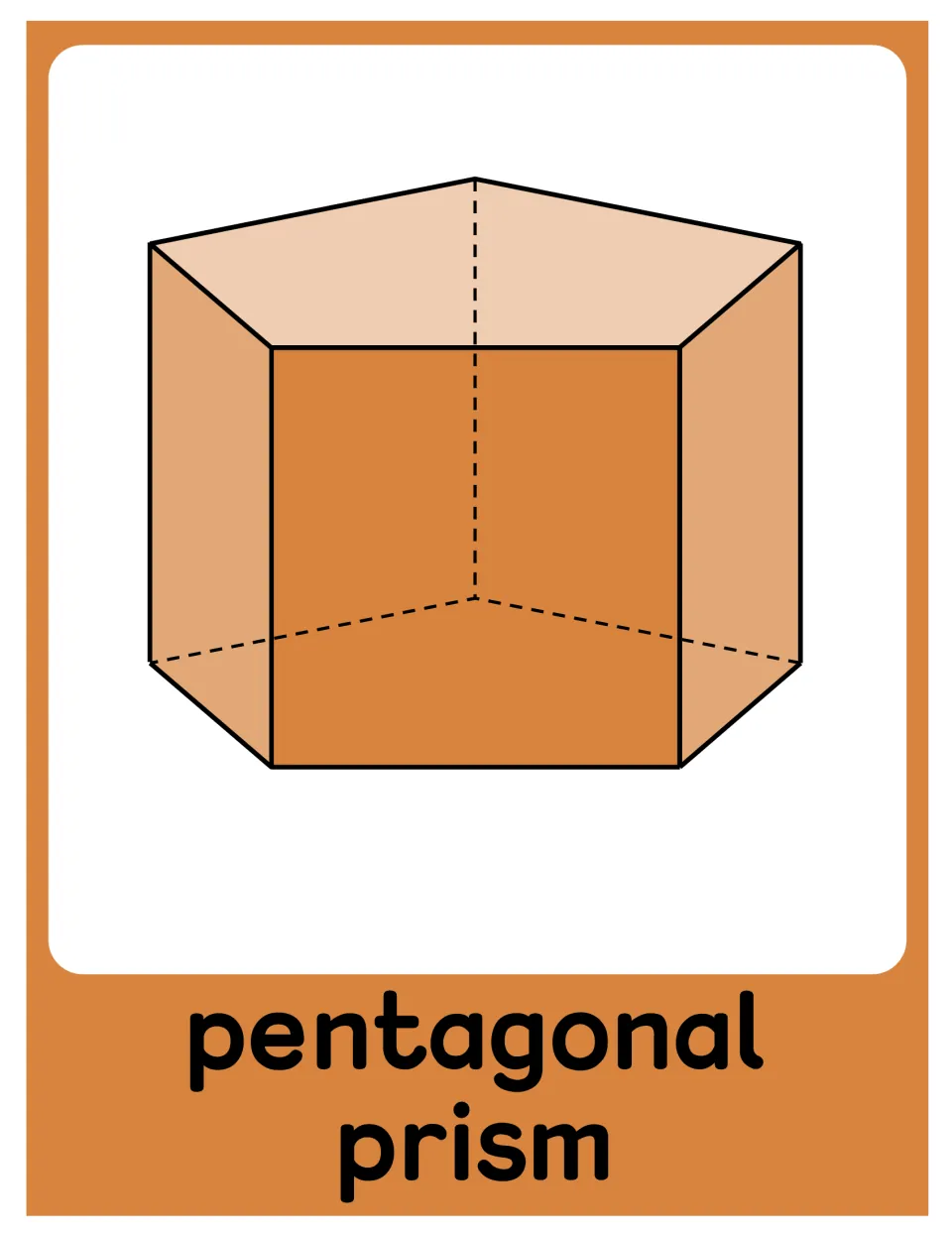Pentagonal prism poster in the 3D object set, showing a labeled solid with matching five-sided bases
