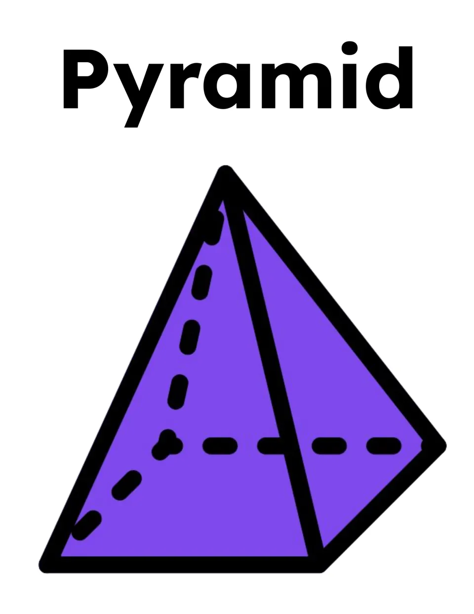 Pyramid poster: the word Pyramid above a purple square pyramid with dashed lines marking its hidden edges