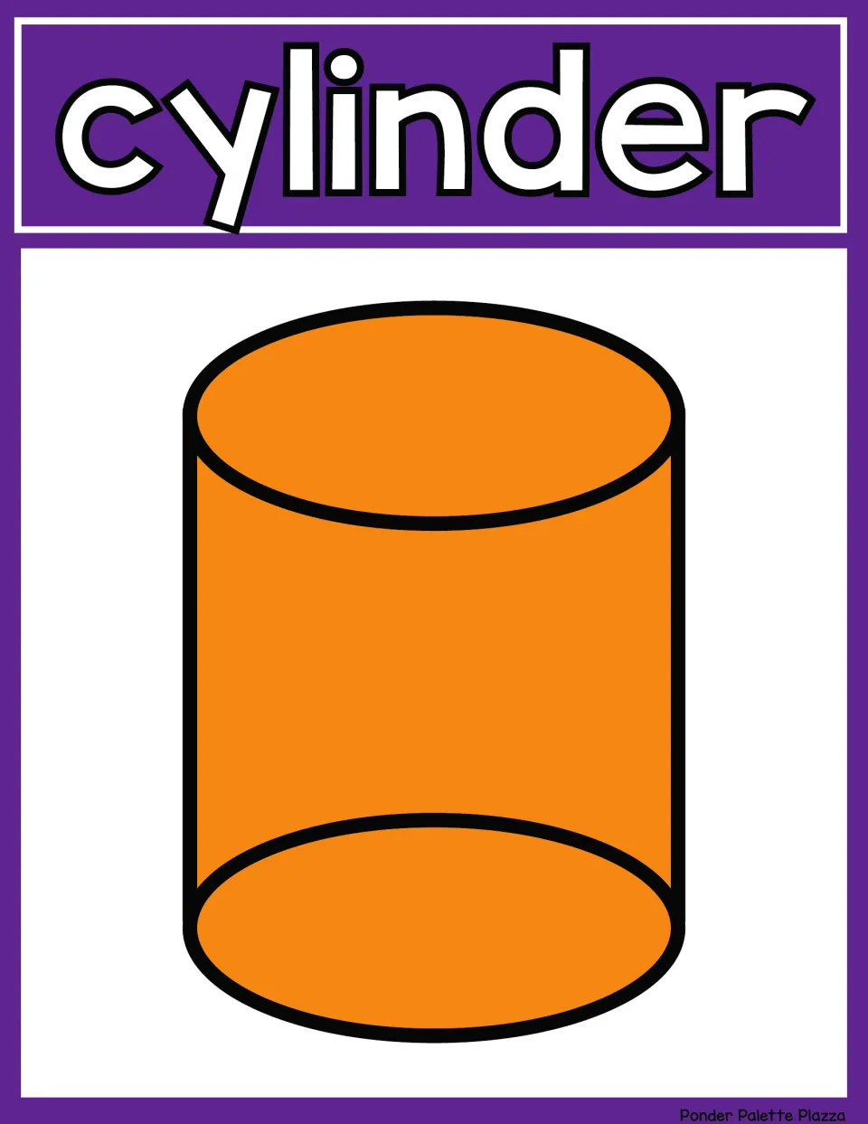 Cylinder poster: the label cylinder above an orange cylinder drawing that shows its two circular ends and curved side
