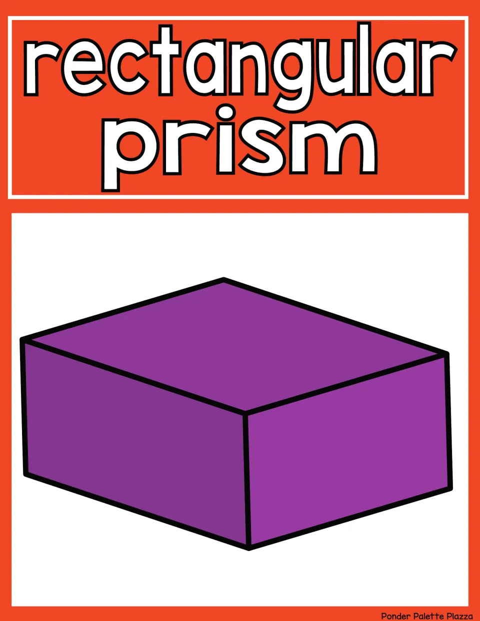 Rectangular prism poster: the two-word label above a purple box-shaped solid showing its top, front and side faces