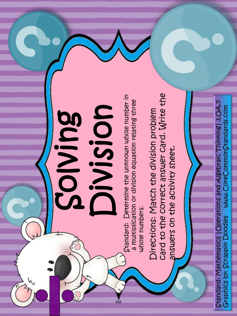 Solving Division directions: match each division problem card to its answer card and record the answers