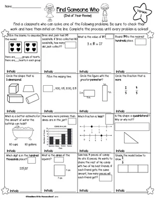 3rd Grade - Find Someone Who | End of the Year Math Review – sample page 4