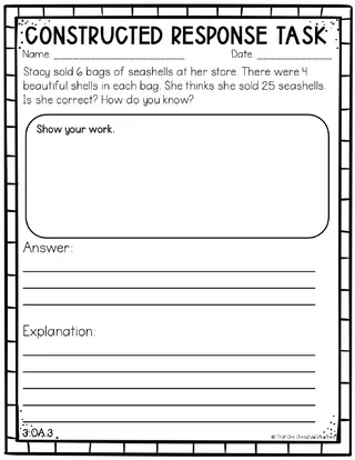 3rd Grade Math – Constructed Response Test Prep – sample page 2