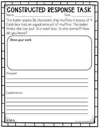 3rd Grade Math – Constructed Response Test Prep – sample page 3