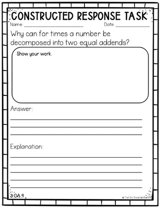 3rd Grade Math – Constructed Response Test Prep – sample page 4