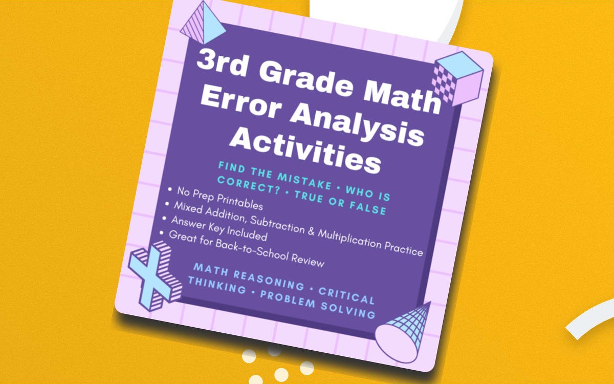 3rd Grade Math Error Analysis | Back to School Activities preview: Find the Mistake section