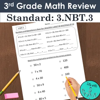 3rd Grade Math Review for Multiplying Multiples of 10 – cover
