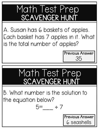 3rd Grade Math Test Prep Scavenger Hunt – sample page 2