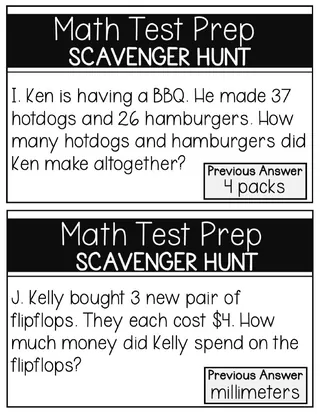 3rd Grade Math Test Prep Scavenger Hunt – sample page 3