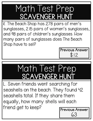 3rd Grade Math Test Prep Scavenger Hunt – sample page 4