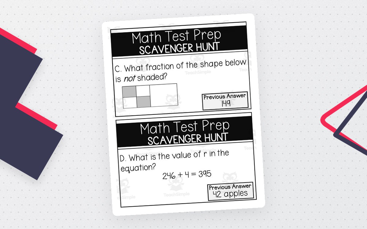 3rd Grade Math Test Prep Scavenger Hunt preview: Teacher setup and movement directions