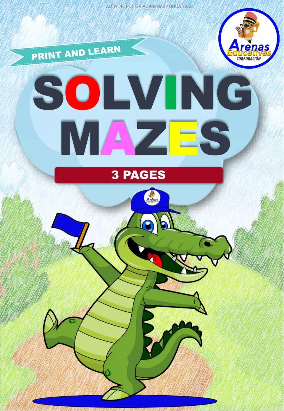 Cover of the printable maze resource featuring the headings “Print and Learn,” “Solving Mazes,” and “3 Pages.”