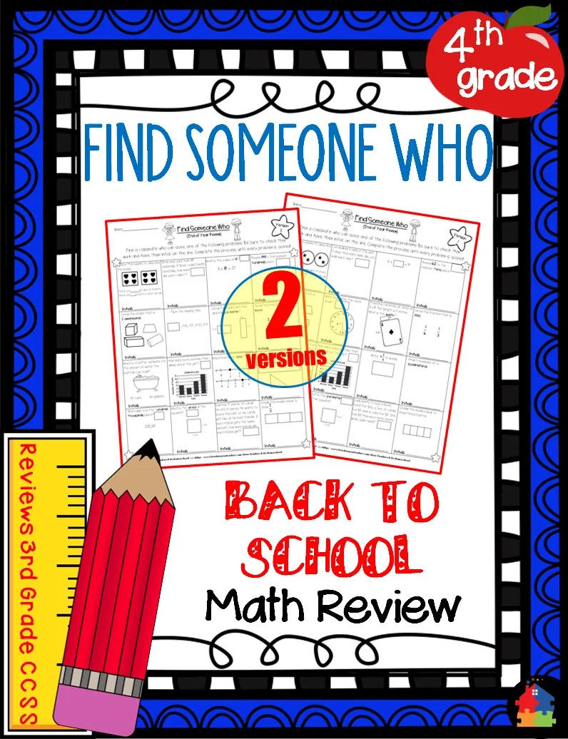 4th Grade - Find Someone Who | Back to School Math Review – cover