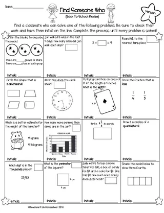 4th Grade - Find Someone Who | Back to School Math Review – sample page 3