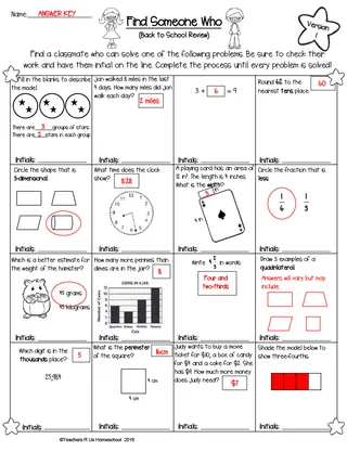4th Grade - Find Someone Who | Back to School Math Review – sample page 4