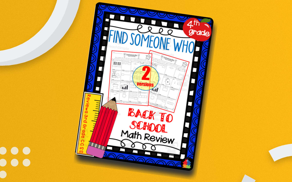 4th Grade - Find Someone Who | Back to School Math Review teaching resource preview