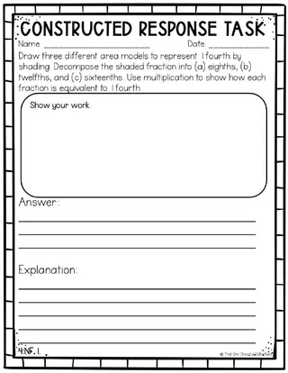 4th Grade Math Constructed Response Test Prep Packet – sample page 2