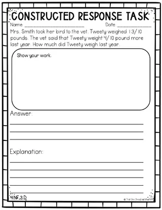 4th Grade Math Constructed Response Test Prep Packet – sample page 4