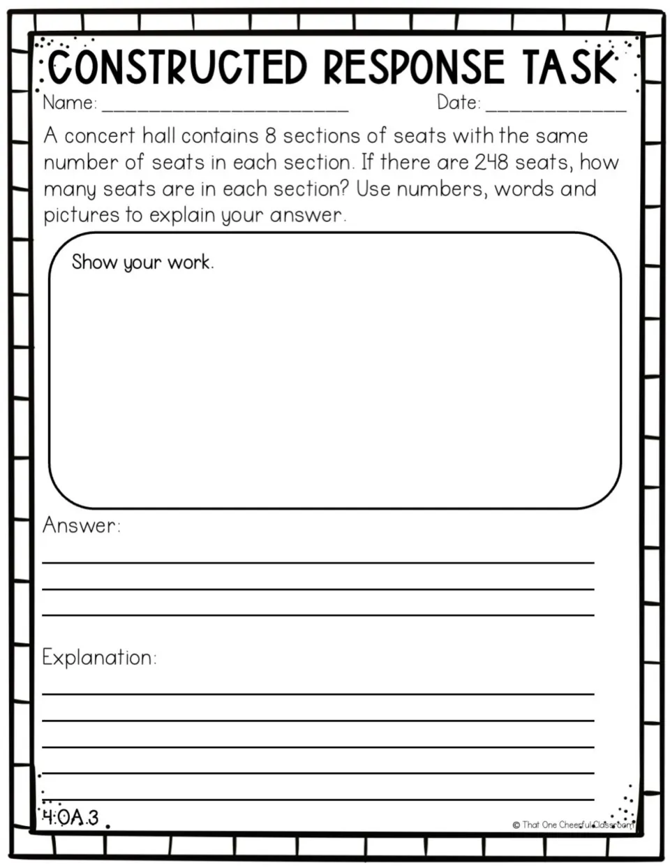 Division word problem: students find seats per section when 248 concert hall seats split into 8 equal sections