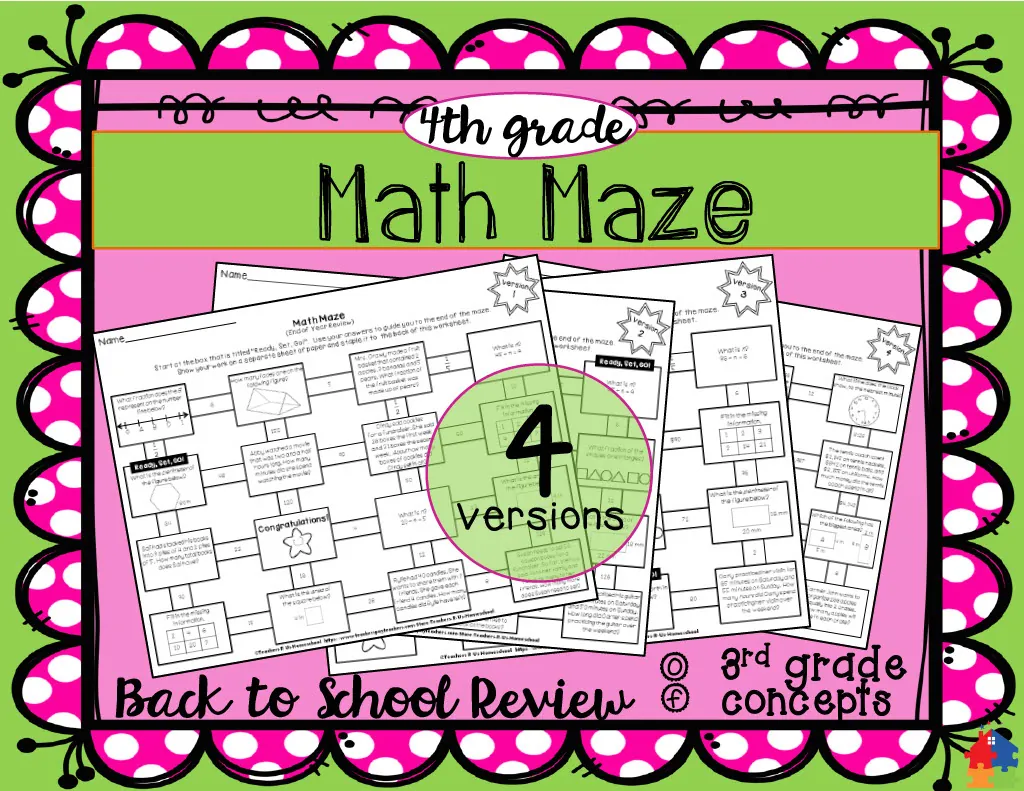 4th Grade Math Maze | Back to School Review – cover