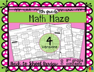 4th Grade Math Maze | Back to School Review – cover