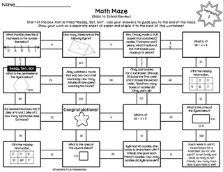 4th Grade Math Maze | Back to School Review – sample page 2