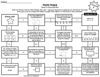 4th Grade Math Maze | Back to School Review – sample page 3