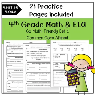 4th Grade Math Review Worksheets with ELA skills Included – cover