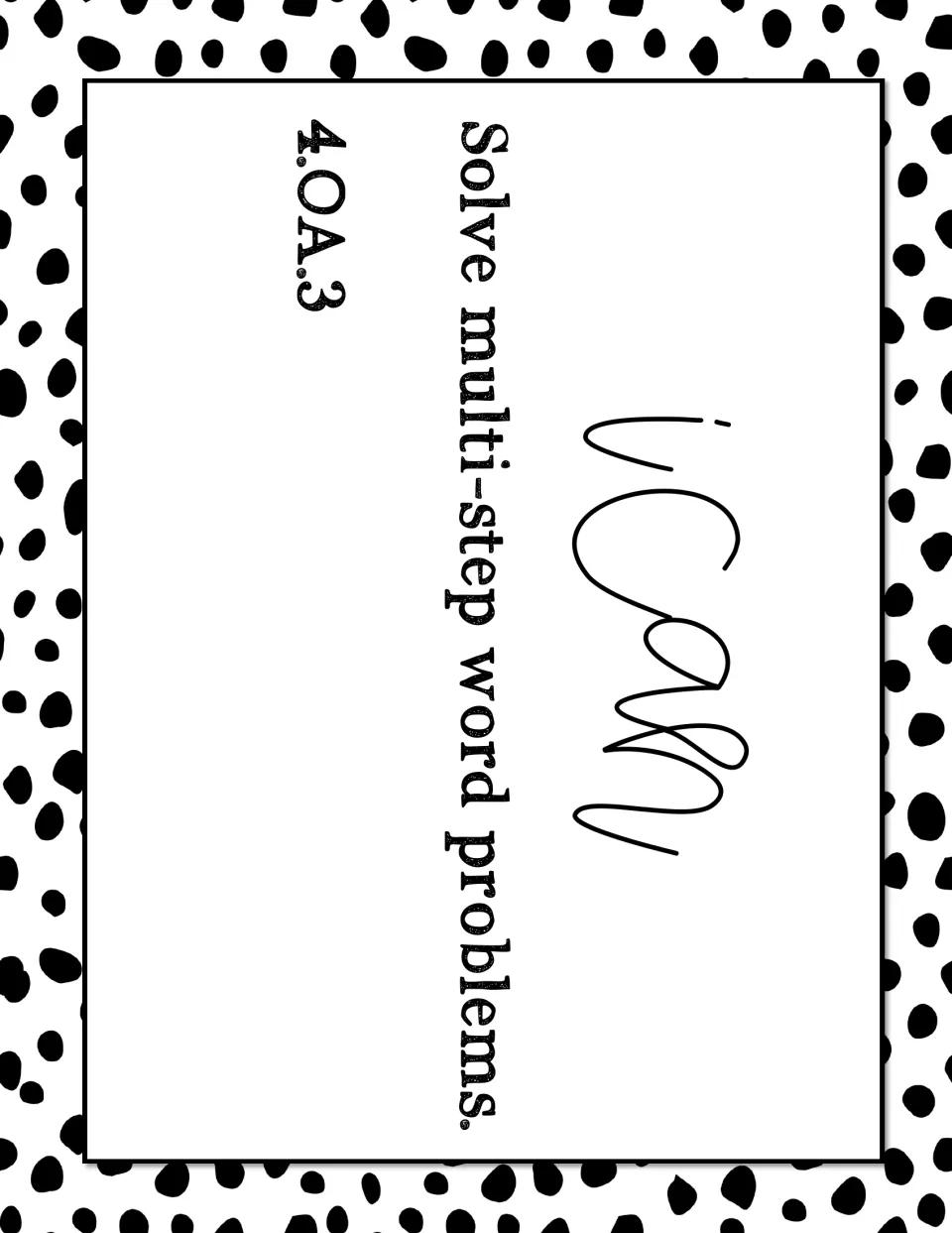 I Can poster for 4.OA.3 stating the learning goal of solving multi-step word problems, shown with its standard code