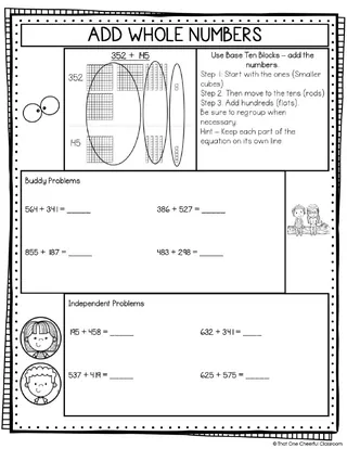 4th Grade Place Value Addition + Subtraction Math Notes – sample page 4
