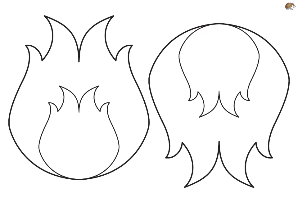 Liberty torch cut-out pieces: two flame outlines, each with a smaller inner flame, to color, cut and layer on the torch