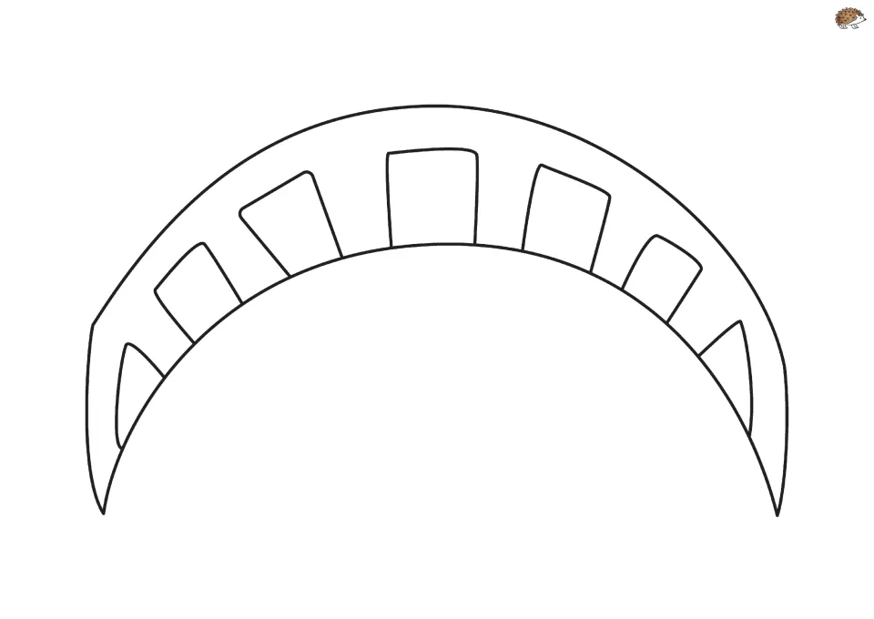 Liberty crown cut-out piece: curved band with window shapes that children color, cut out and fit to a headband