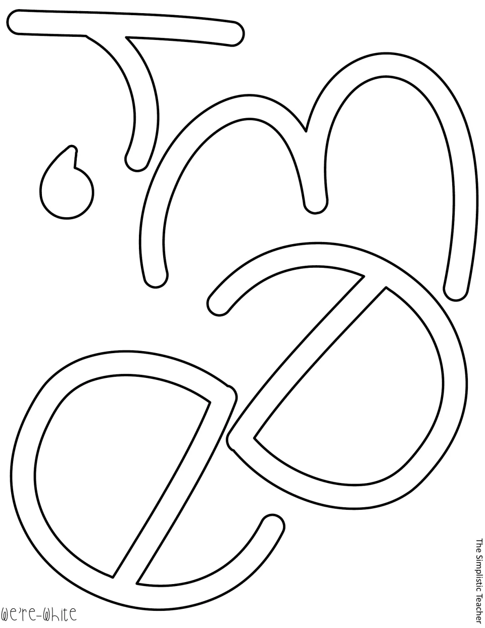 Blank outline letters spelling we're in script font, with apostrophe, ready to cut by hand or with a cutting machine