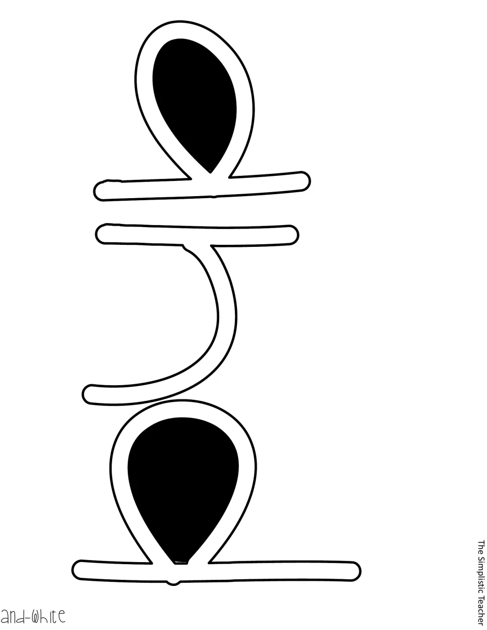 Script word and with black-shaded loops, a version that skips cutting inside the letters when the door is black