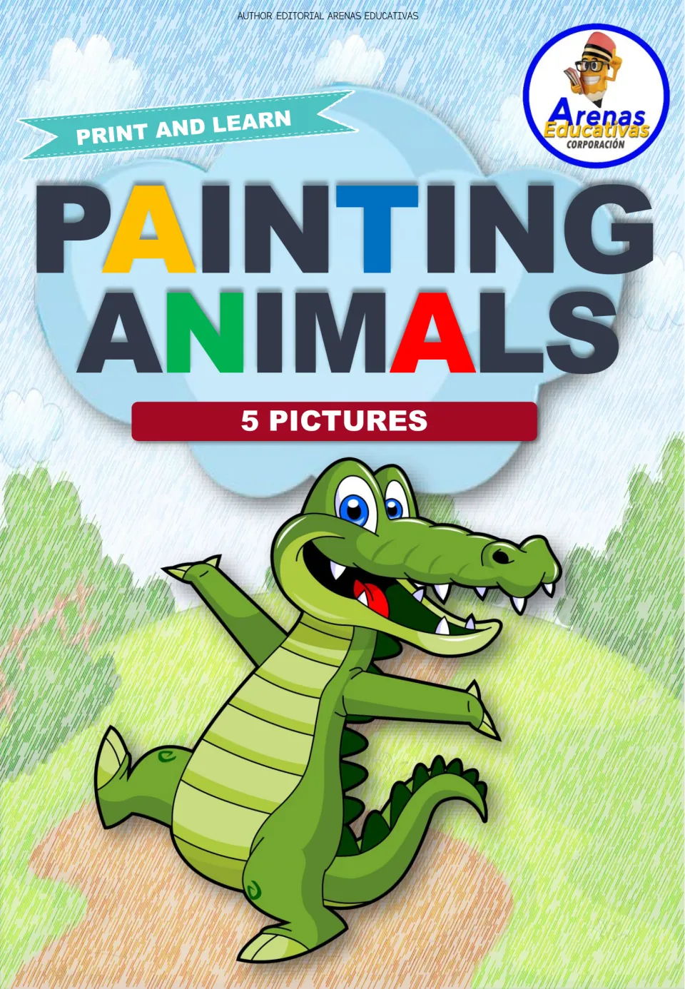 Cover of the animal tracing and coloring resource, headed 'Painting Animals' and labeled '5 Pictures'