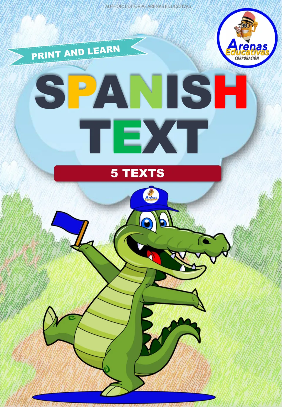 Cover of the Spanish reading resource, labeled 'Spanish Text,' '5 Texts,' and 'Print and Learn'