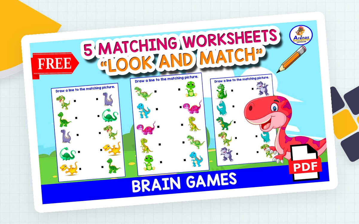 5 MATCHING WORKSHEETS | Dinosaur Theme preview