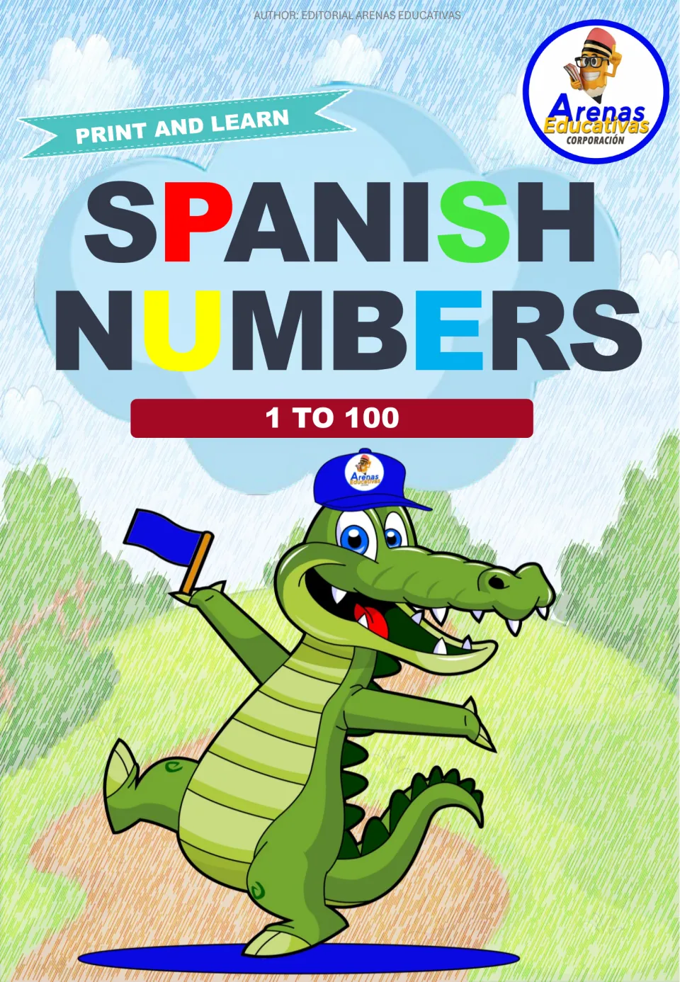 Cover of the Spanish number poster set, labeled 'Spanish Numbers' and '1 to 100,' with 'Print and Learn'