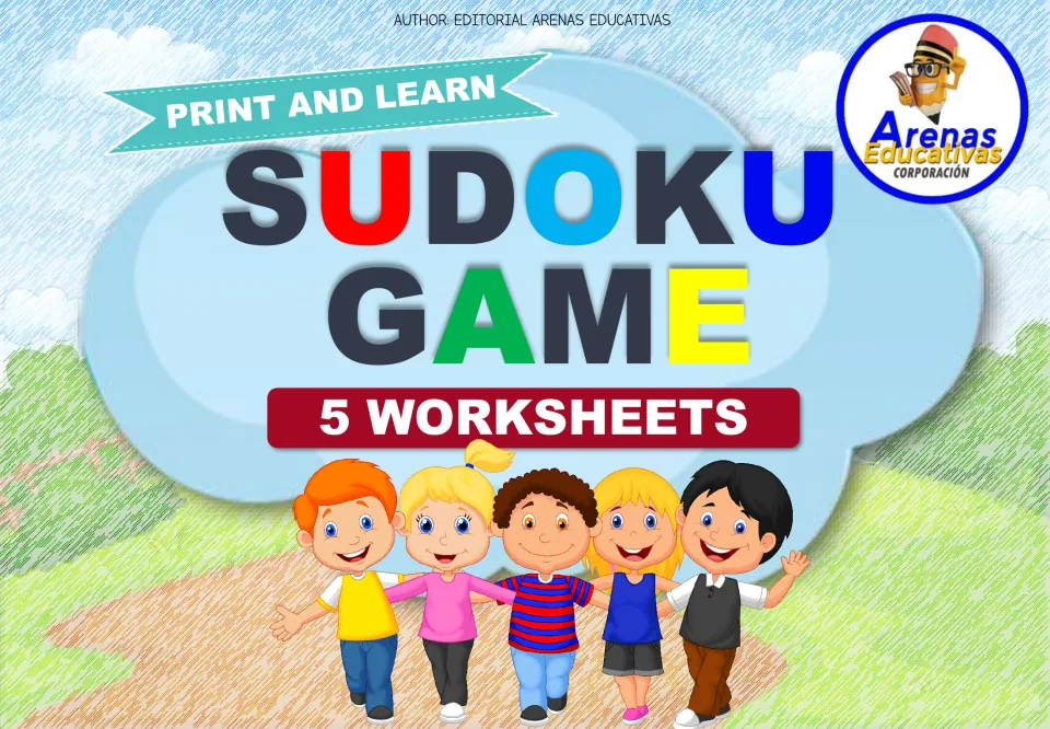 Cover of the picture sudoku resource titled 'Sudoku Game,' labeled 'Print and Learn' and '5 Worksheets'
