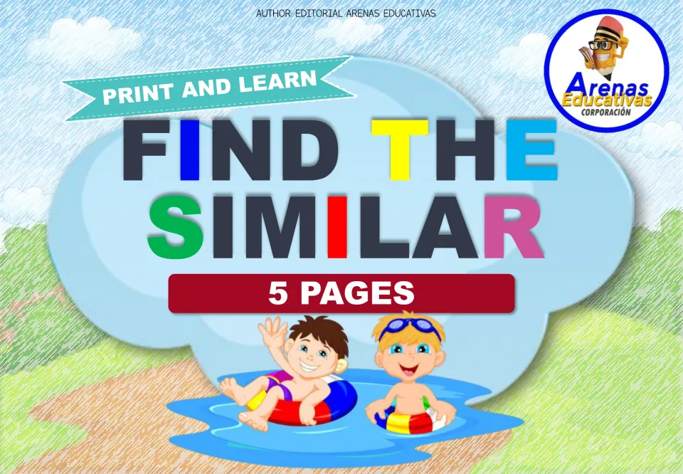 Cover of Find the Similar, an animal-matching resource labeled 'Print and Learn' and '5 Pages'.
