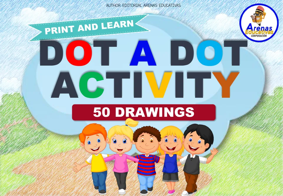 Cover of the finger-painting resource labeled 'Dot A Dot Activity,' '50 Drawings,' and 'Print and Learn'