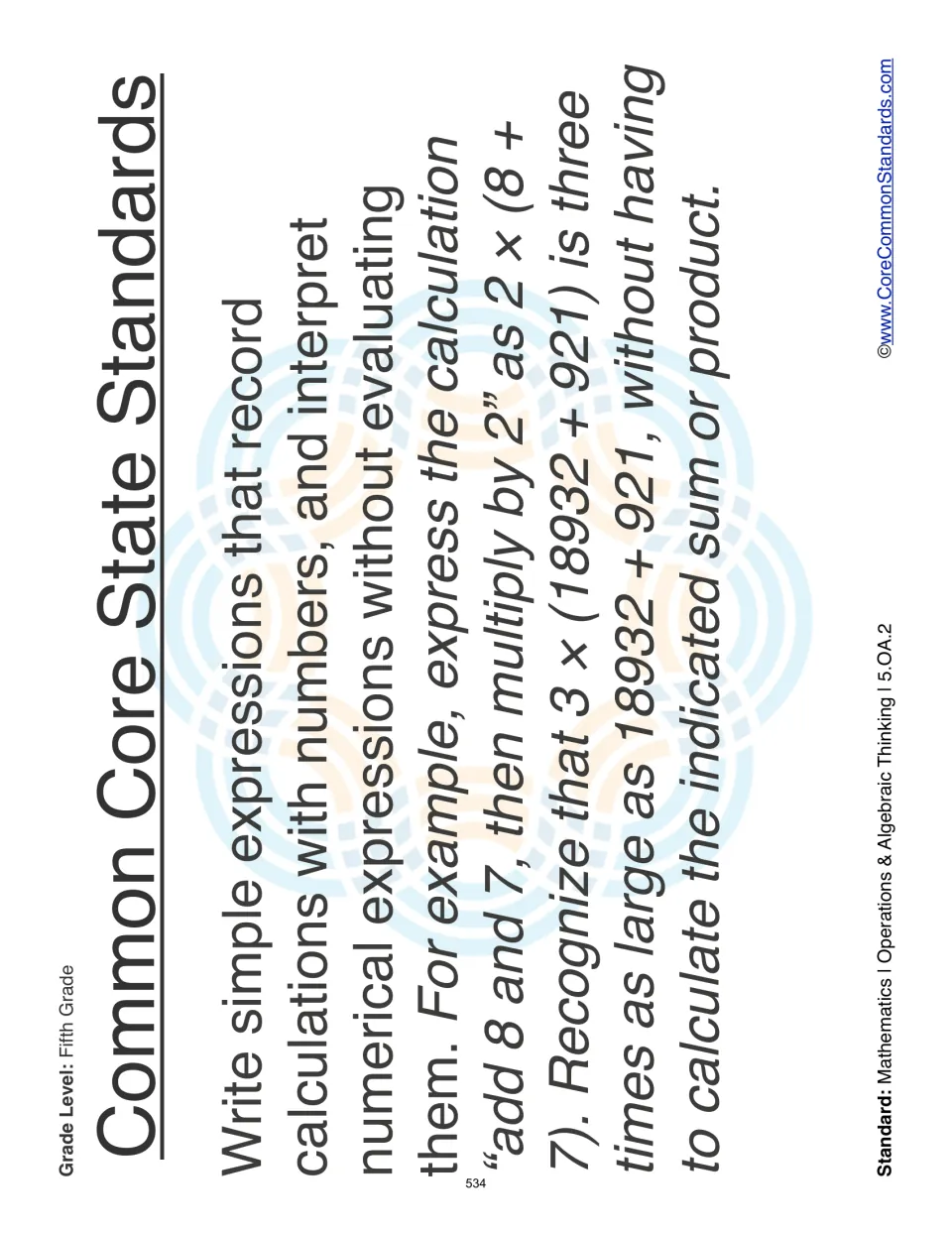Standard reference: write simple numerical expressions and interpret them without evaluating their values