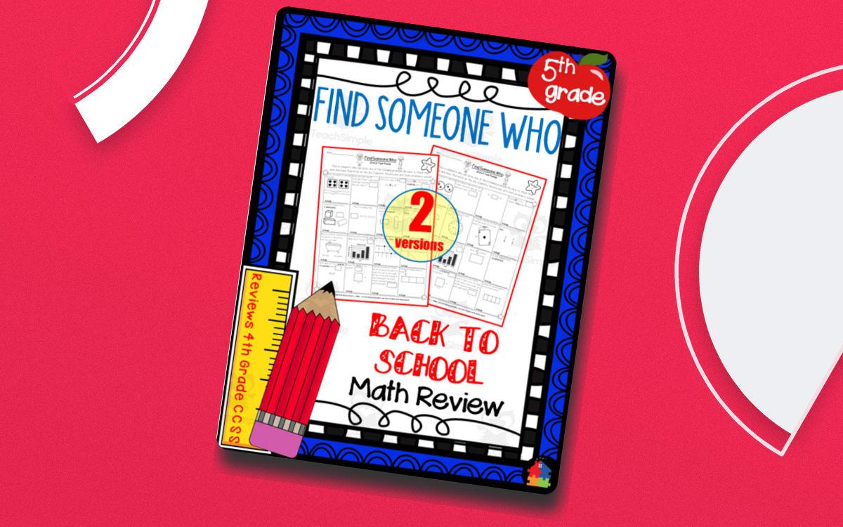 5th Grade - Find Someone Who | Back to School Math Review cover.