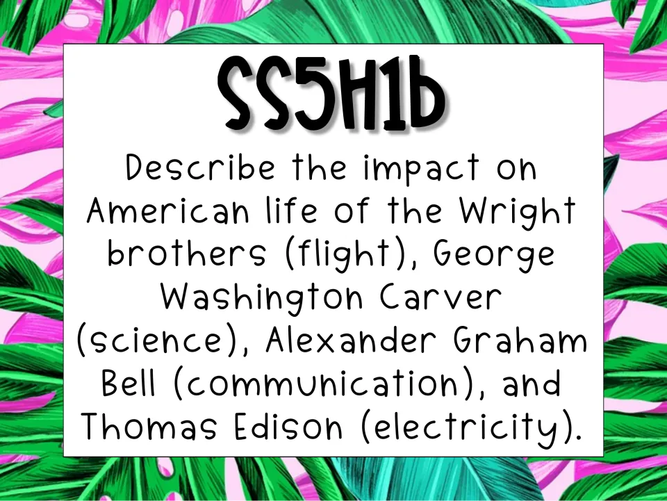 SS5H1b poster on the impact of the Wright brothers, George Washington Carver, Alexander Graham Bell, and Edison