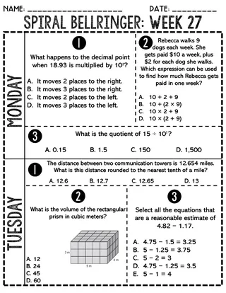 5Th Grade Math Bell Ringers Pdf – cover
