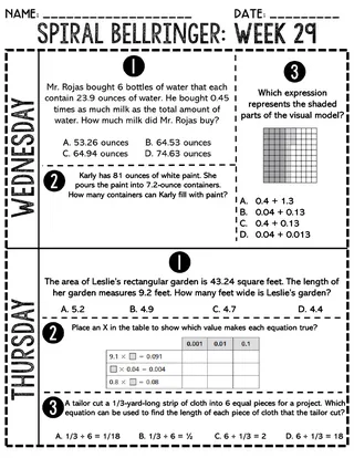 5Th Grade Math Bell Ringers Pdf – sample page 2
