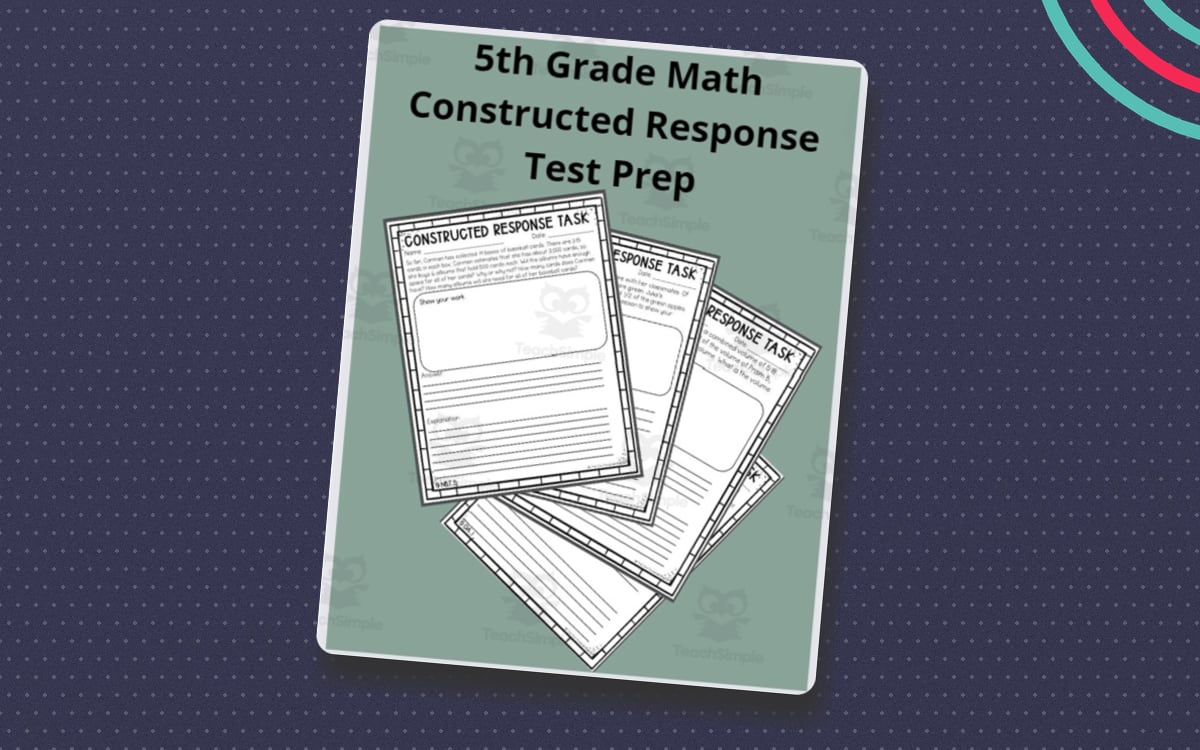5th Grade Math Constructed Response Test Prep worksheet page with the activity title and student response area.