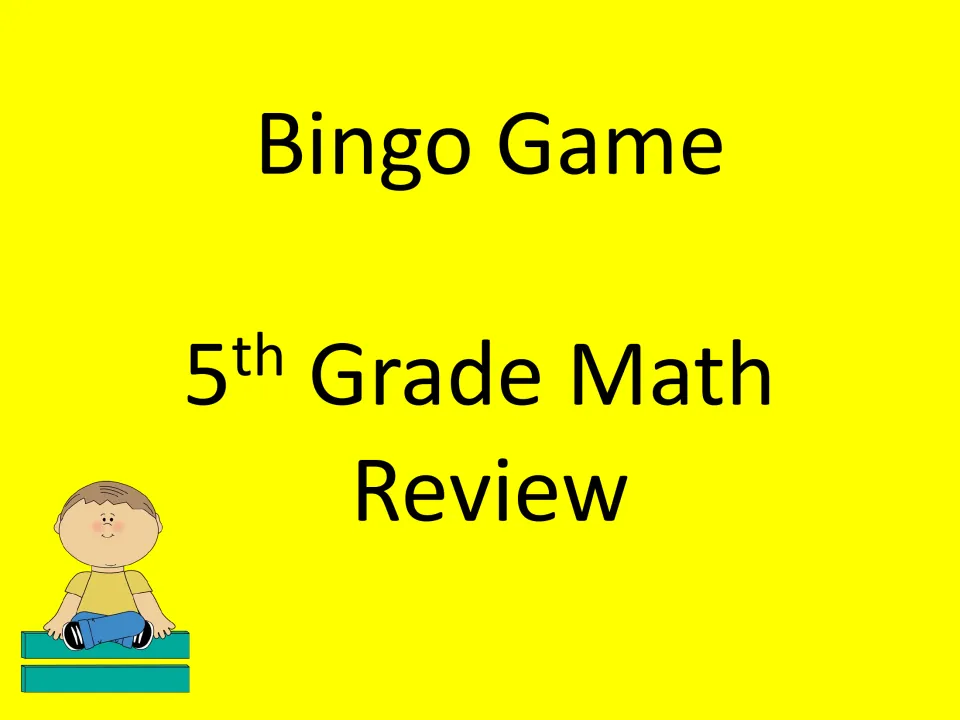Cover of the math bingo resource with the headings 'Bingo Game' and '5th Grade Math Review'