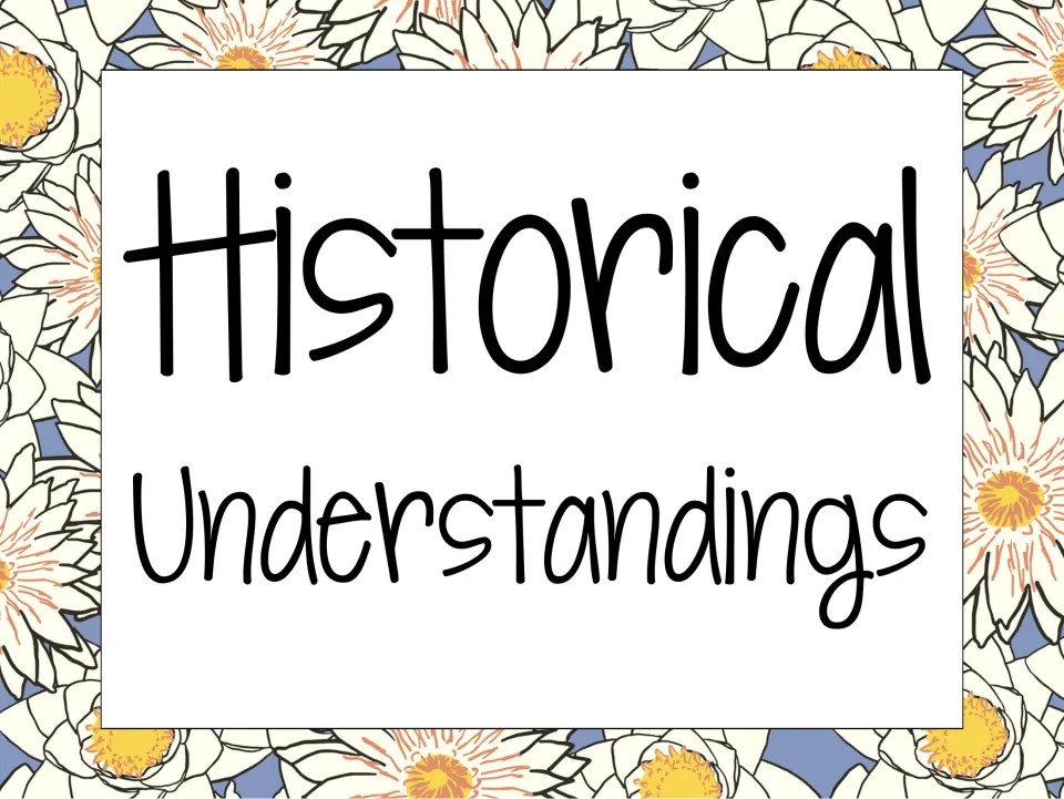 Historical Understandings strand header card that opens the history standards cards in this set
